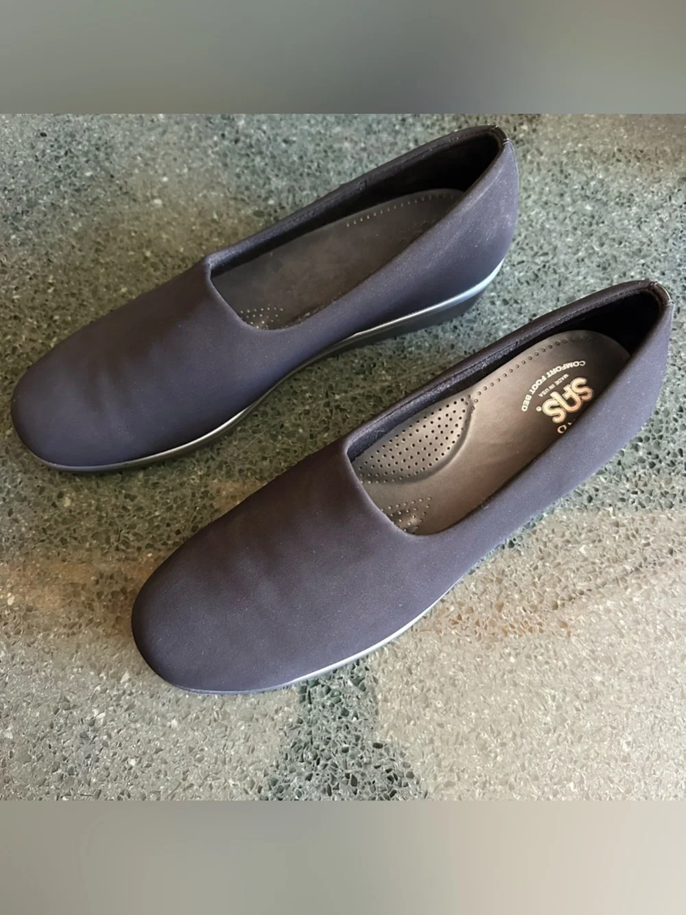 SAS Bliss Slip On Wedge Heel Comfort Shoes Black Women's size 11 M